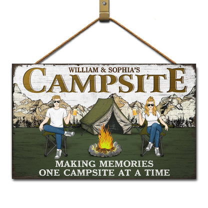 Making Memories One Campsite At A Time - Gift For Camping Lovers - Personalized Custom Wood Rectangle Sign