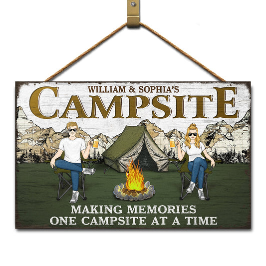 Making Memories One Campsite At A Time - Gift For Camping Lovers - Personalized Custom Wood Rectangle Sign