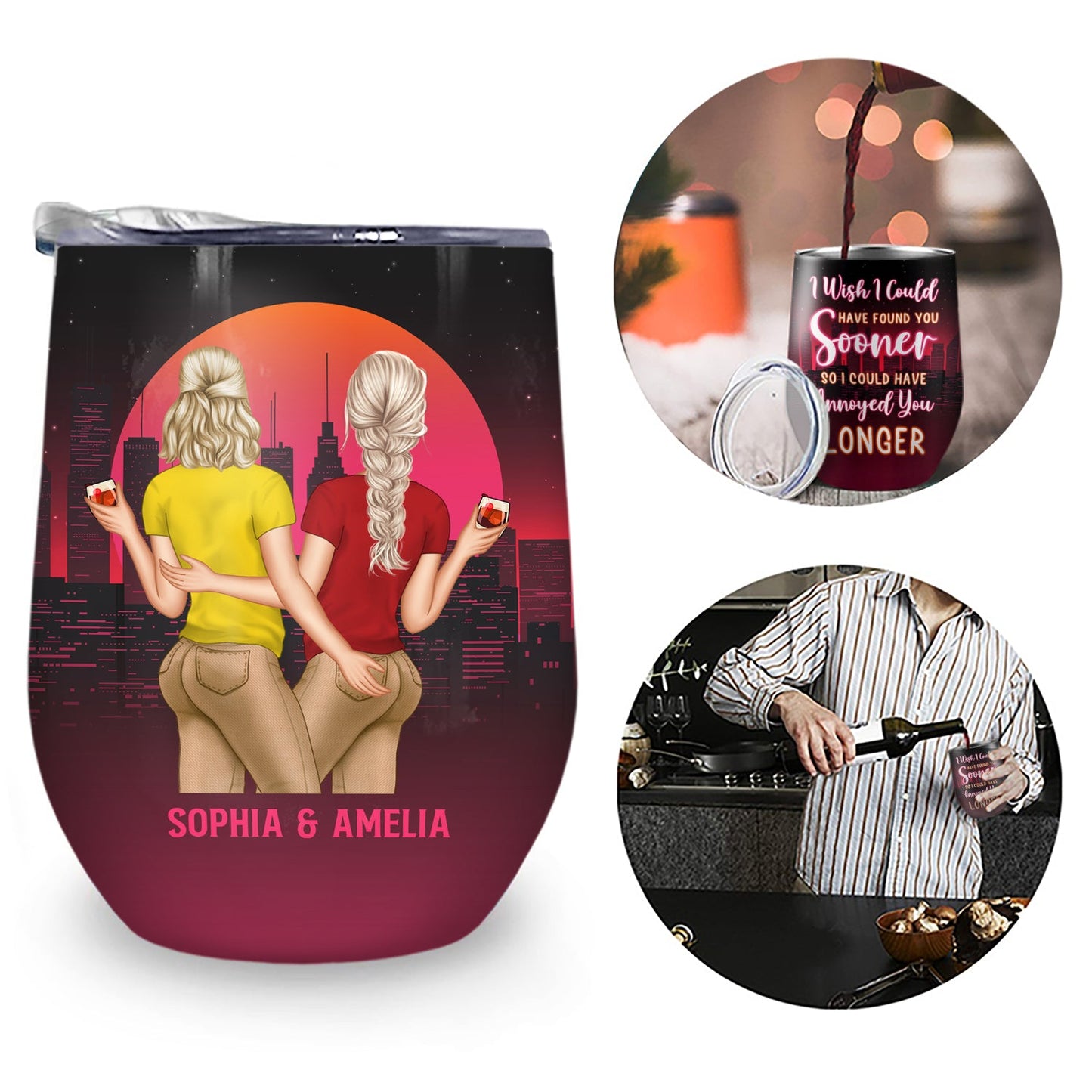 Found You Sooner Annoyed You Longer - Gift For Couples - Personalized Custom Wine Tumbler