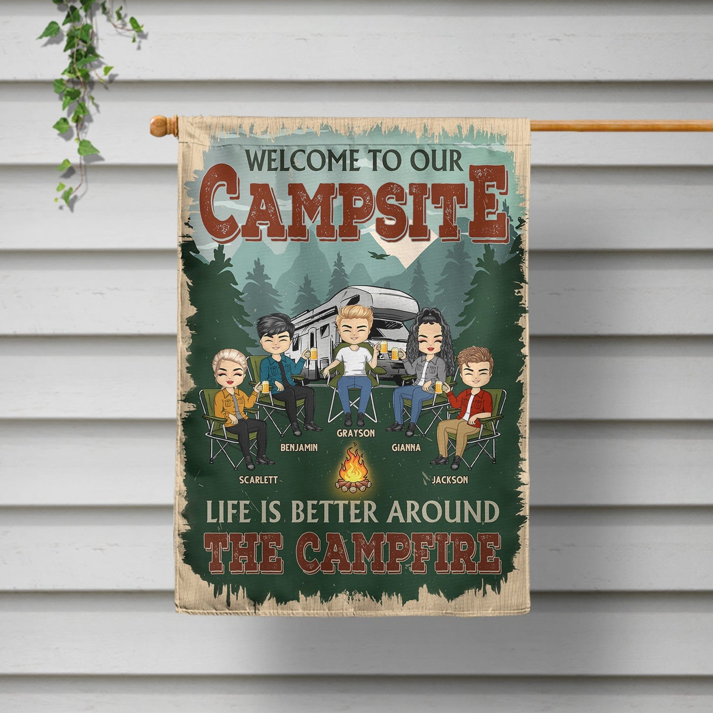 Life Is Better Around The Campfire - Gift For Couples, Besties - Personalized Custom Flag