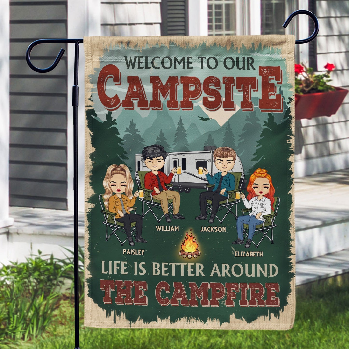 Life Is Better Around The Campfire - Gift For Couples, Besties - Personalized Custom Flag