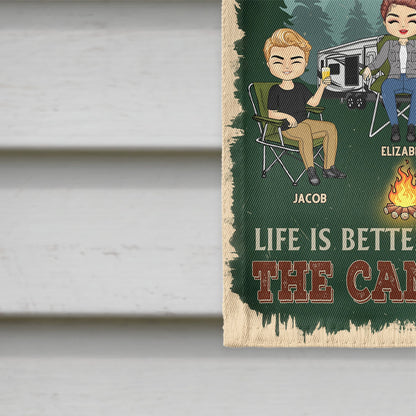 Life Is Better Around The Campfire - Gift For Couples, Besties - Personalized Custom Flag