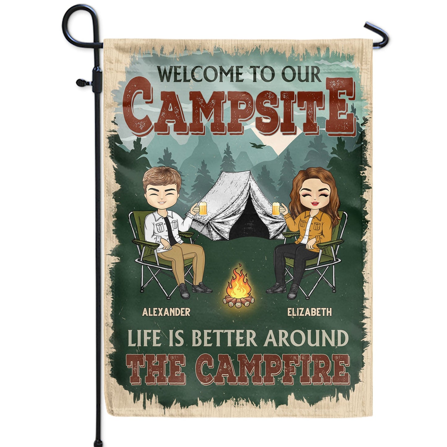 Life Is Better Around The Campfire - Gift For Couples, Besties - Personalized Custom Flag