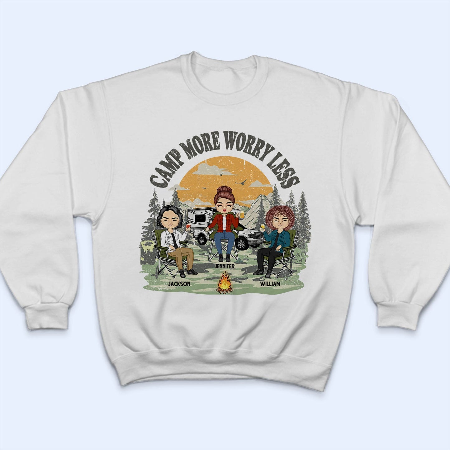 Camp More Worry Less - Gift For Couples, Besties - Personalized Custom T Shirt