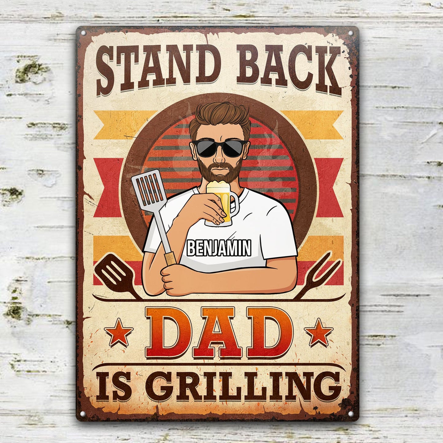 Stand Back Dad Grandpa Is Grilling - Gift For Father - Personalized Custom Classic Metal Signs