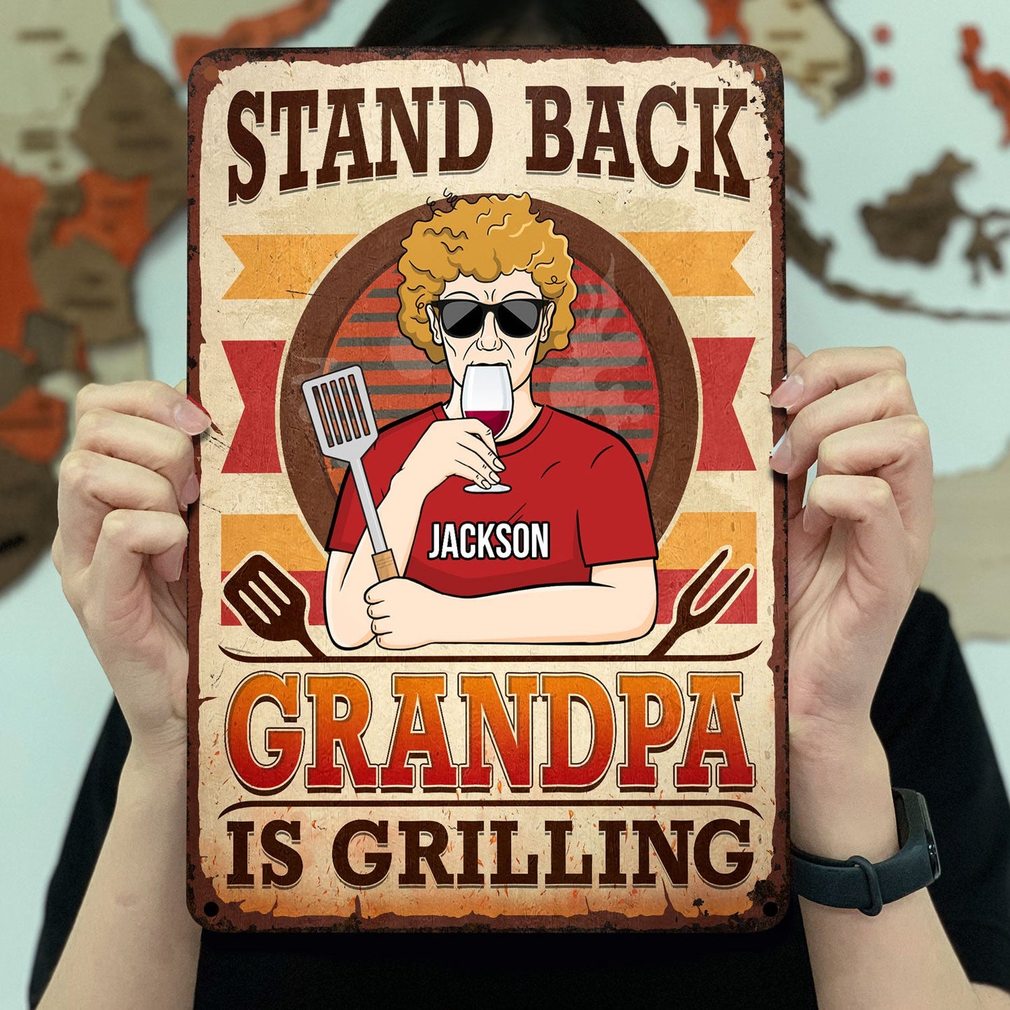 Stand Back Dad Grandpa Is Grilling - Gift For Father - Personalized Custom Classic Metal Signs