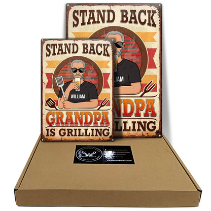 Stand Back Dad Grandpa Is Grilling - Gift For Father - Personalized Custom Classic Metal Signs