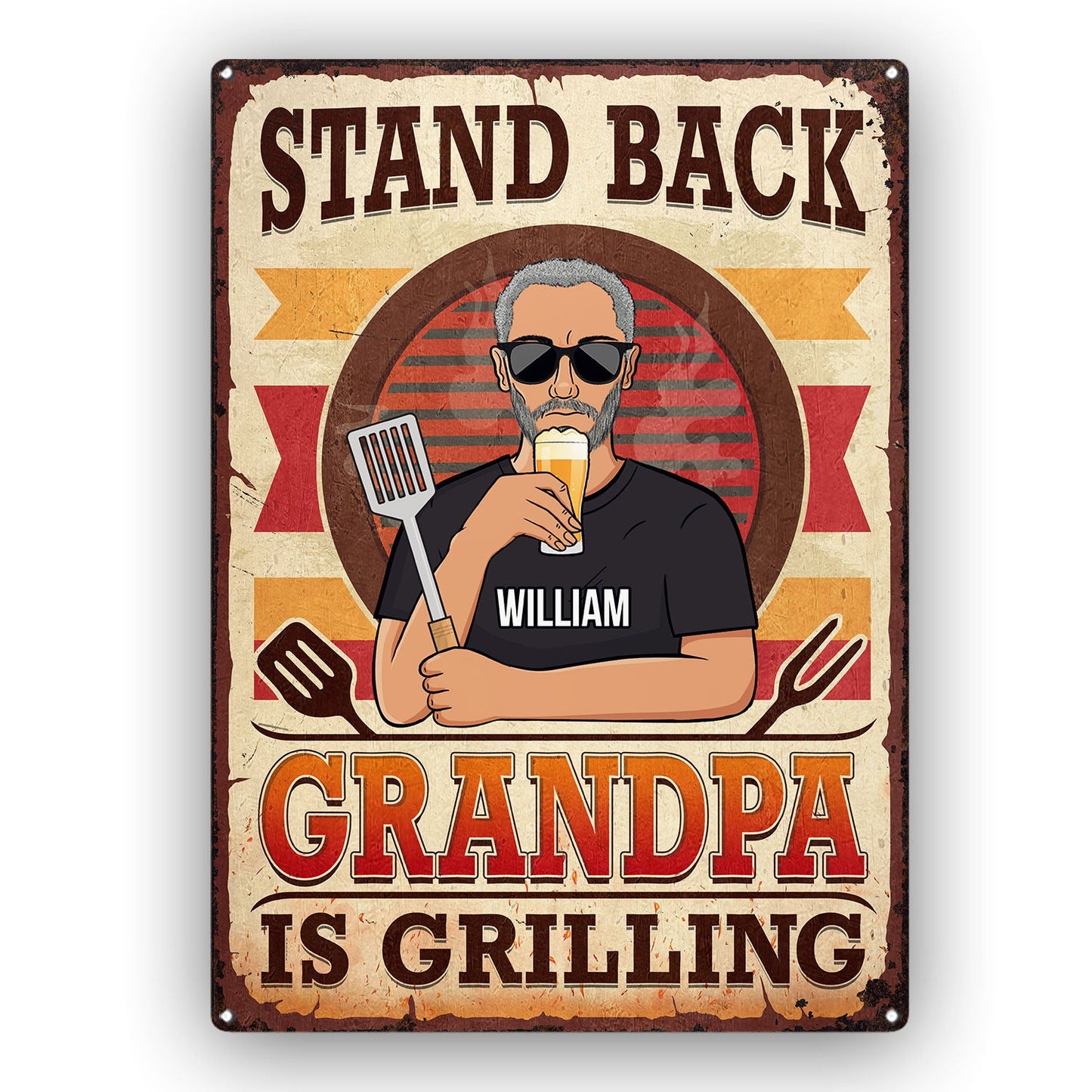 Stand Back Dad Grandpa Is Grilling - Gift For Father - Personalized Custom Classic Metal Signs