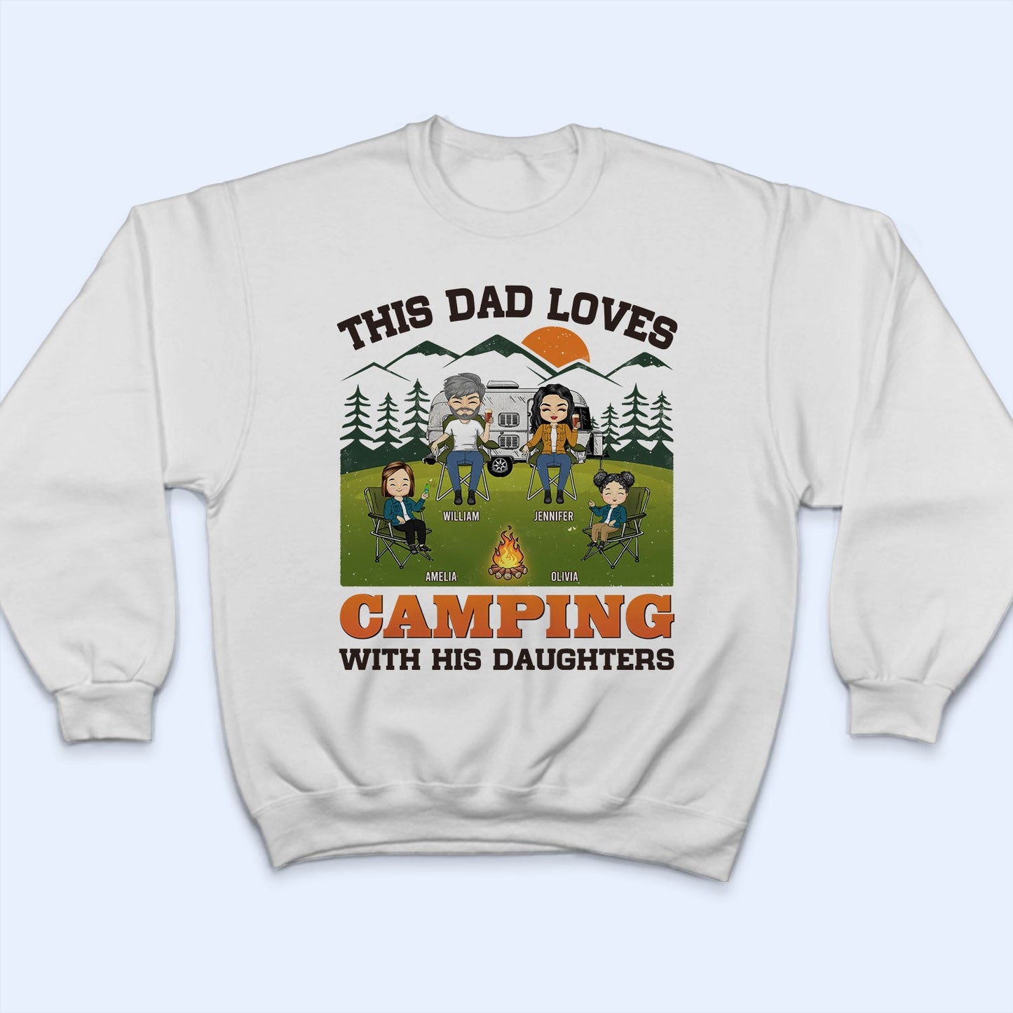 This Dad Loves Camping With His Daughters - Gift For Father - Personalized Custom T Shirt