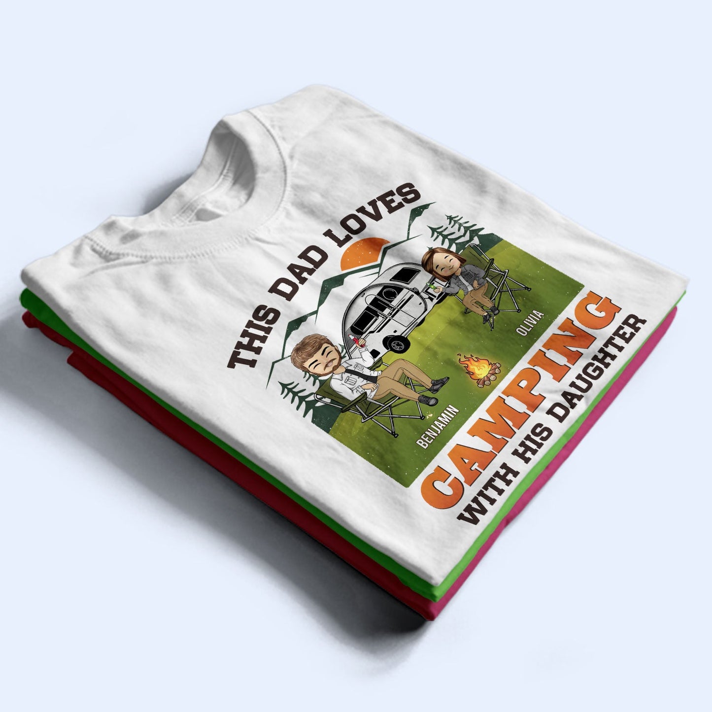 This Dad Loves Camping With His Daughters - Gift For Father - Personalized Custom T Shirt