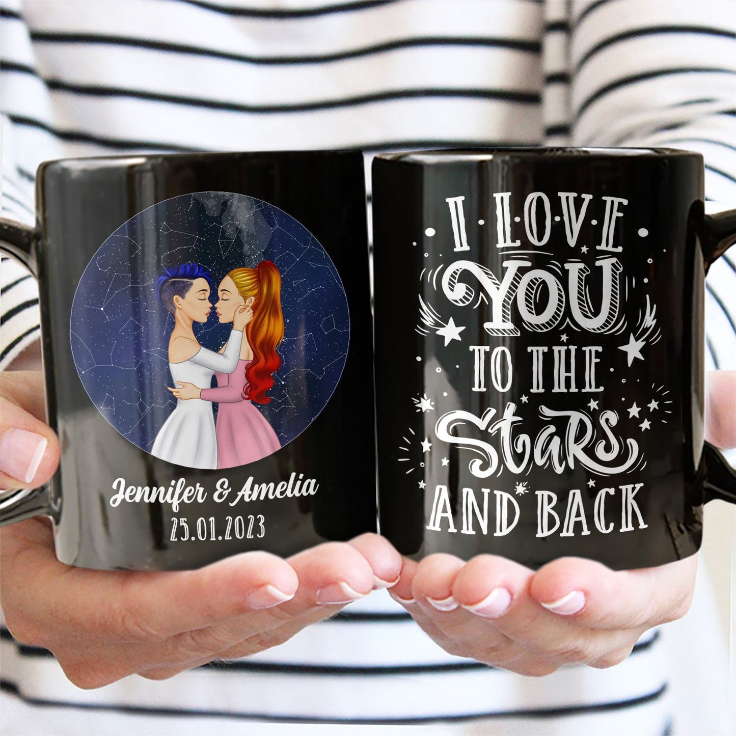 Star Map I Love You To The Star And Back - Gift For Couple - Personalized Custom Black Mug