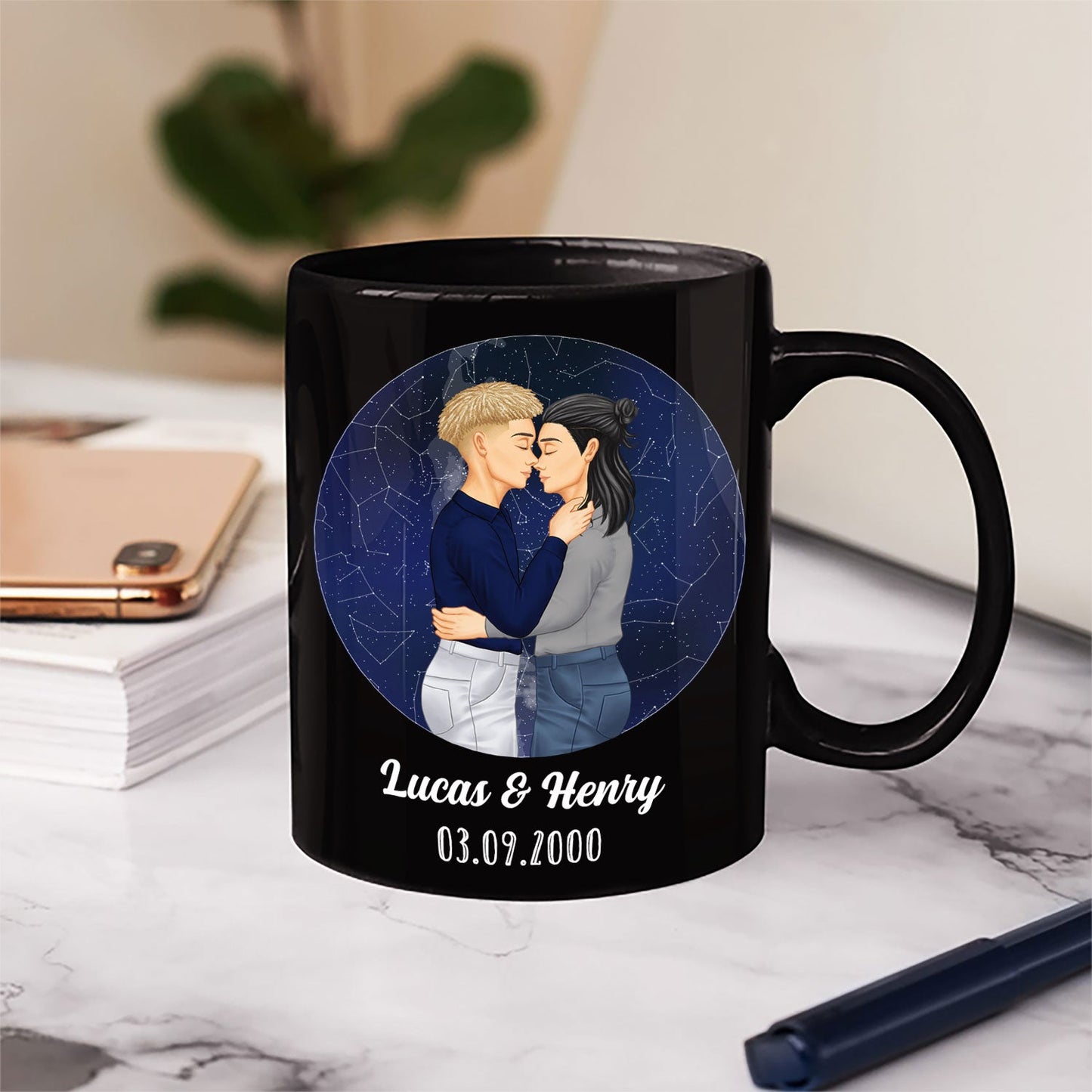 Star Map I Love You To The Star And Back - Gift For Couple - Personalized Custom Black Mug
