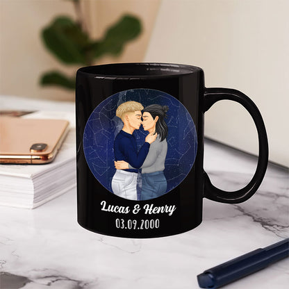 Star Map I Love You To The Star And Back - Gift For Couple - Personalized Custom Black Mug