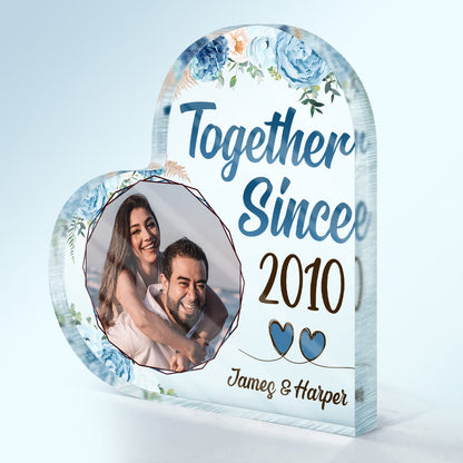 Custom Photo Together Since - Gift For Couples - Personalized Custom Heart Shaped Acrylic Plaque