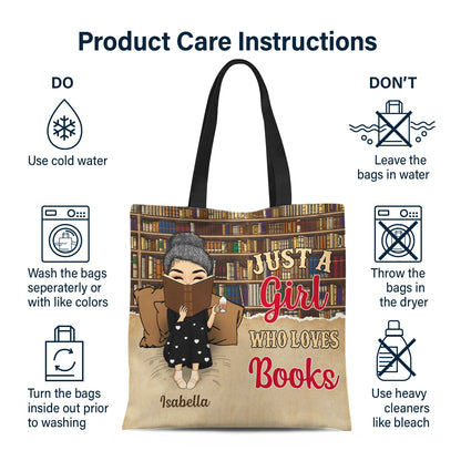 Reading Just A Girl Who Loves Book - Gift For Book Lovers - Personalized Custom Zippered Canvas Bag