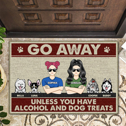 Couple Go Away Unless You Have Alcohol And Dog Treats - Gift For Dog Lovers - Personalized Custom Doormat