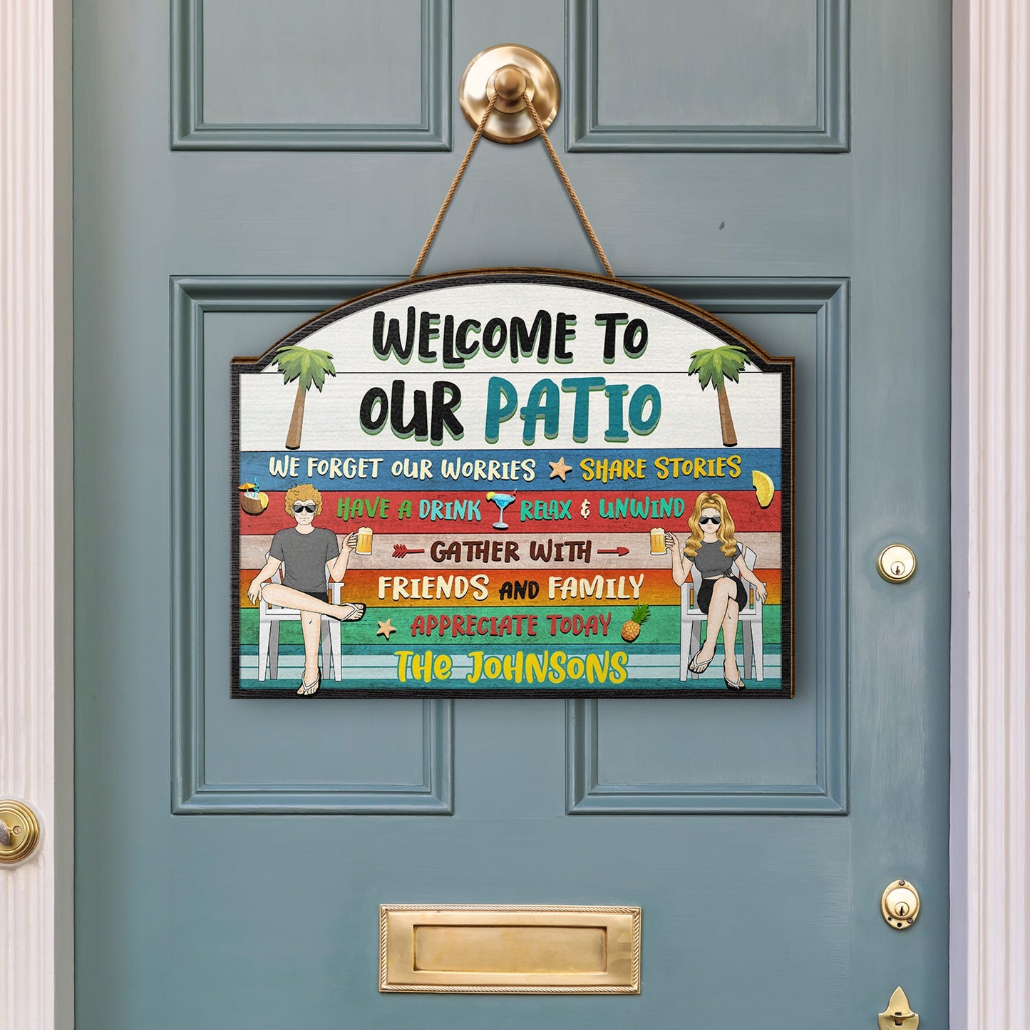 Have A Drink Relax And Unwind - Gift For Couples - Personalized Custom Shaped Wood Sign