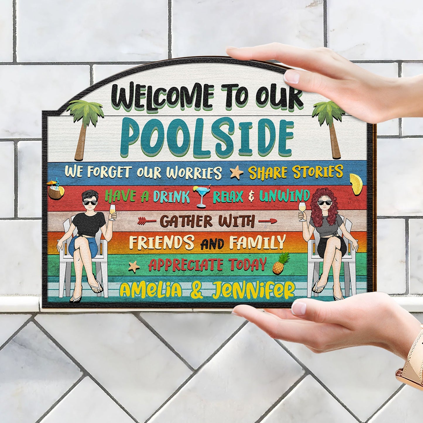 Have A Drink Relax And Unwind - Gift For Couples - Personalized Custom Shaped Wood Sign