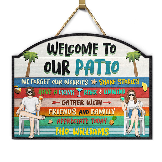 Have A Drink Relax And Unwind - Gift For Couples - Personalized Custom Shaped Wood Sign