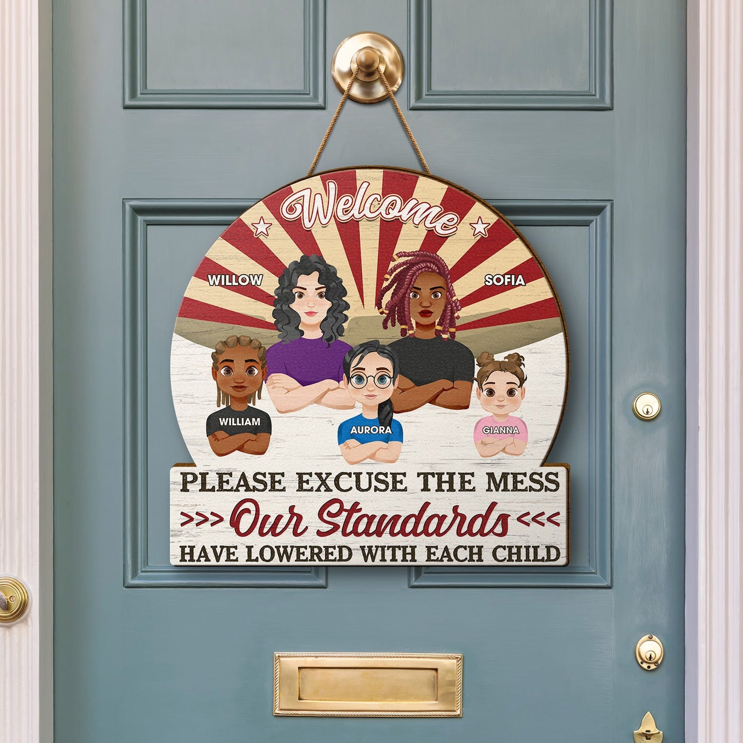 Welcome Please Excuse The Mess - Anniversary, Home Decor Gift For Couple, Husband, Wife - Personalized Custom Shaped Wood Sign