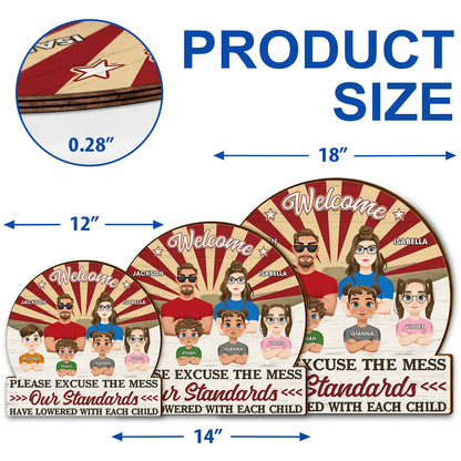 Welcome Please Excuse The Mess - Anniversary, Home Decor Gift For Couple, Husband, Wife - Personalized Custom Shaped Wood Sign