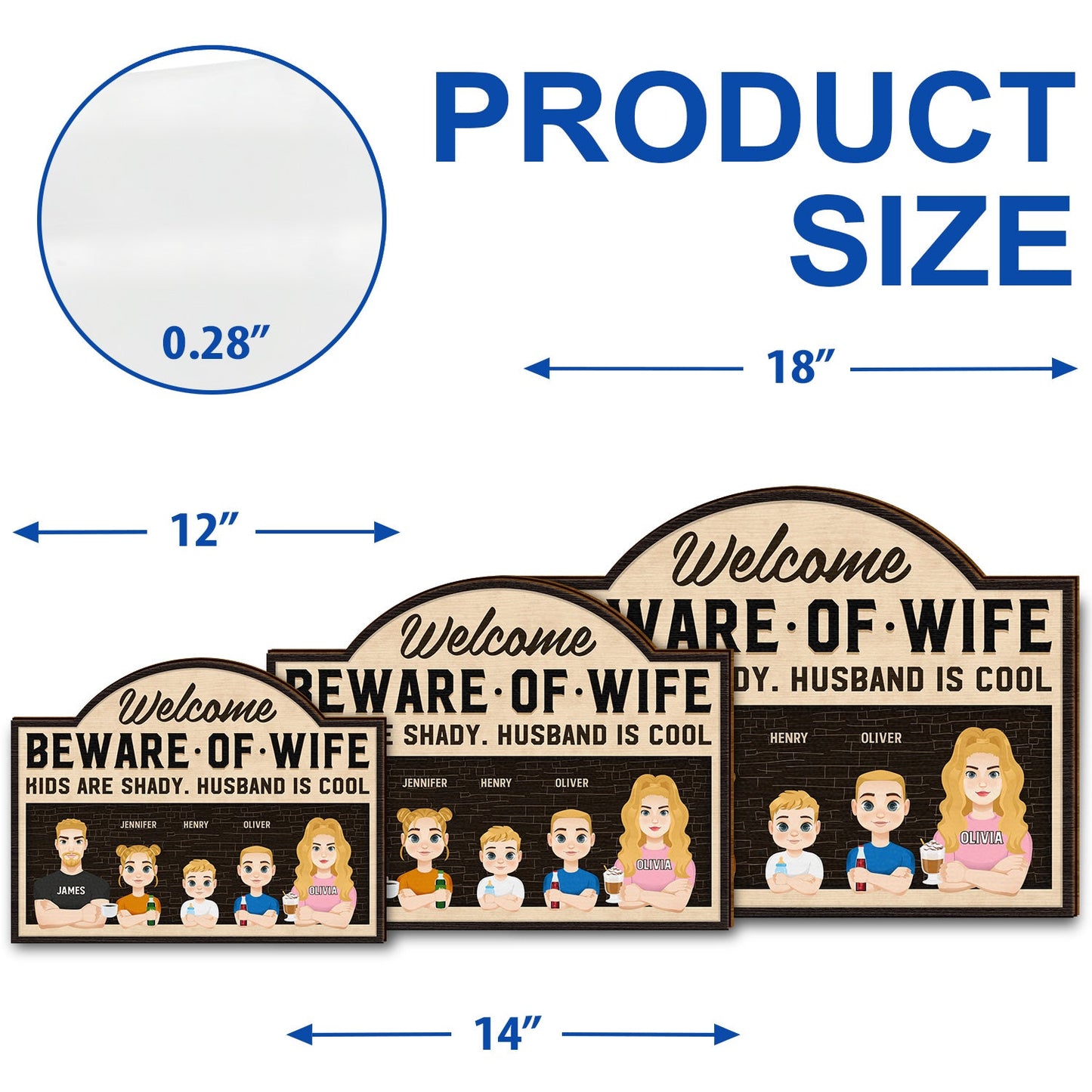 Kids Are Shady Husband Is Cool Beware Of Wife - Home Decor, Loving Gift For Couples, Husband, Wife, Family - Personalized Custom Shaped Wood Sign
