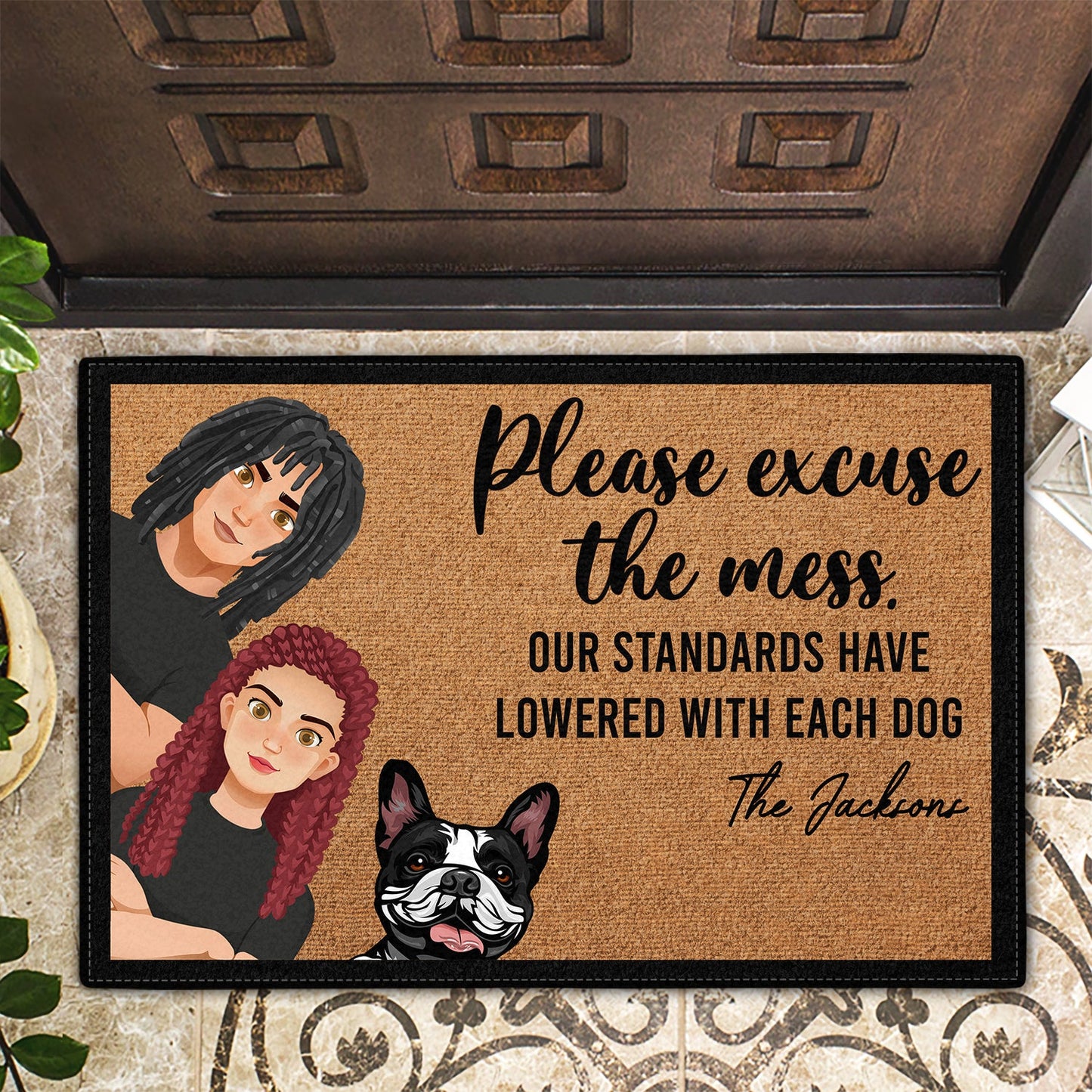 Family Pet Lovers Excuse The Mess Flat Art Family - Gift For Family, Home Decor, Housewarming Gift, Gift For Pet Lovers - Personalized Doormat