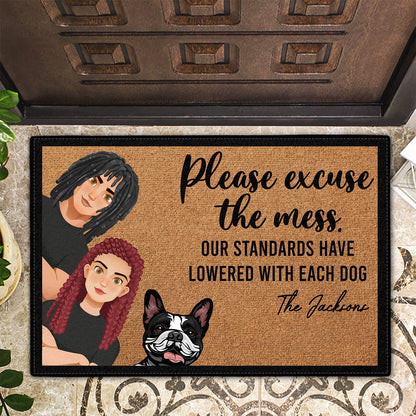 Family Pet Lovers Excuse The Mess Flat Art Family - Gift For Family, Home Decor, Housewarming Gift, Gift For Pet Lovers - Personalized Doormat
