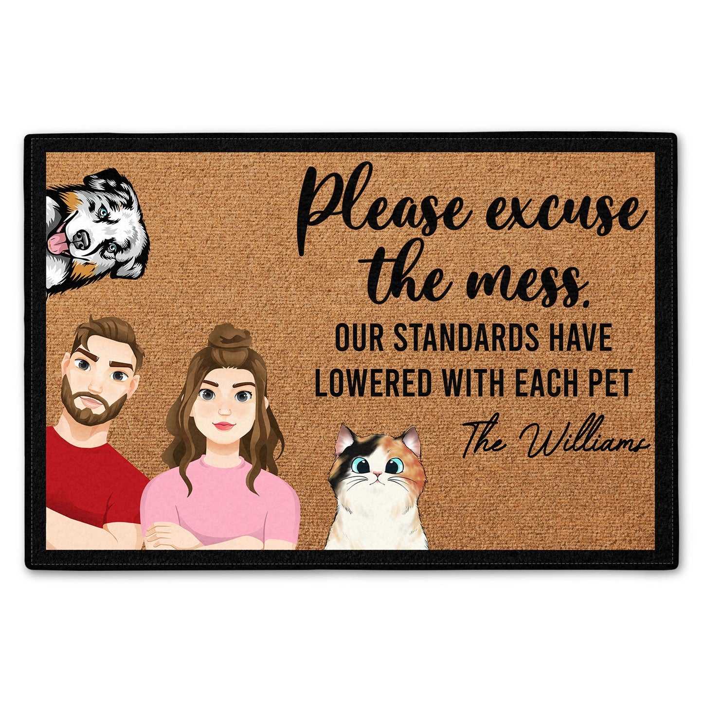 Family Pet Lovers Excuse The Mess Flat Art Family - Gift For Family, Home Decor, Housewarming Gift, Gift For Pet Lovers - Personalized Doormat