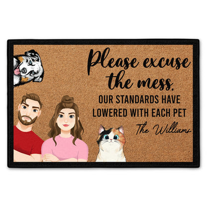 Family Pet Lovers Excuse The Mess Flat Art Family - Gift For Family, Home Decor, Housewarming Gift, Gift For Pet Lovers - Personalized Doormat