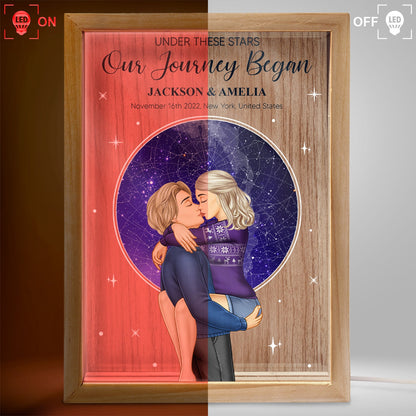 Star Map The Night We Met - Gift For Couples - Personalized Picture Frame Light Box