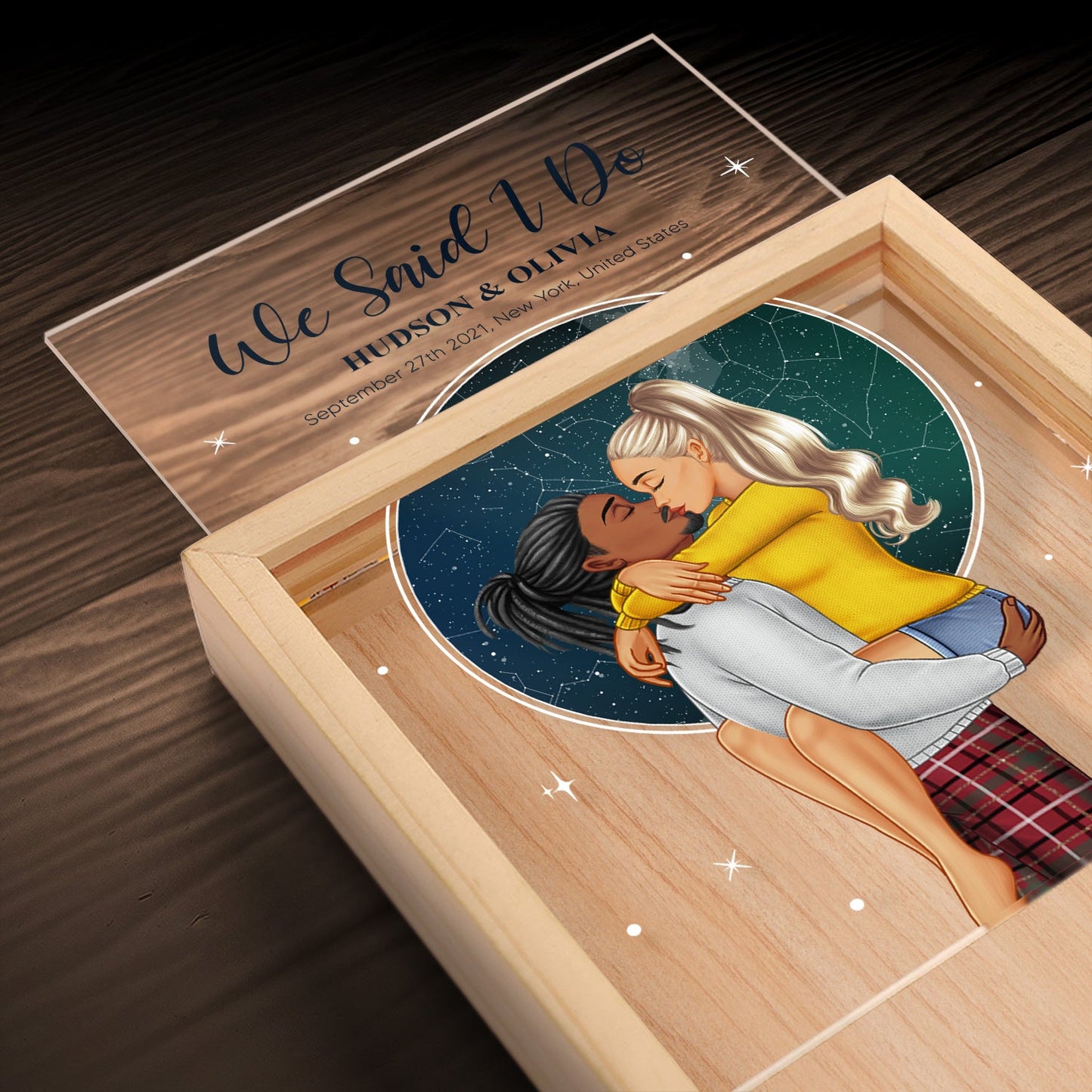 Star Map The Night We Met - Gift For Couples - Personalized Picture Frame Light Box