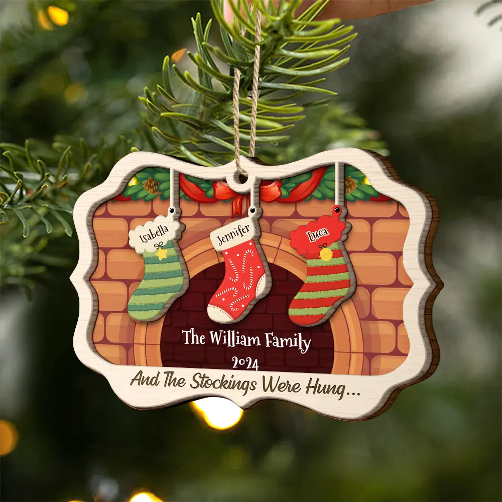 Stockings Hanging The Most Wonderful Time Of Year - Gift For Family - Personalized Custom 2-Layered Ornament