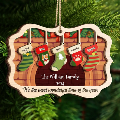 Stockings Hanging The Most Wonderful Time Of Year - Gift For Family - Personalized Custom Ornament