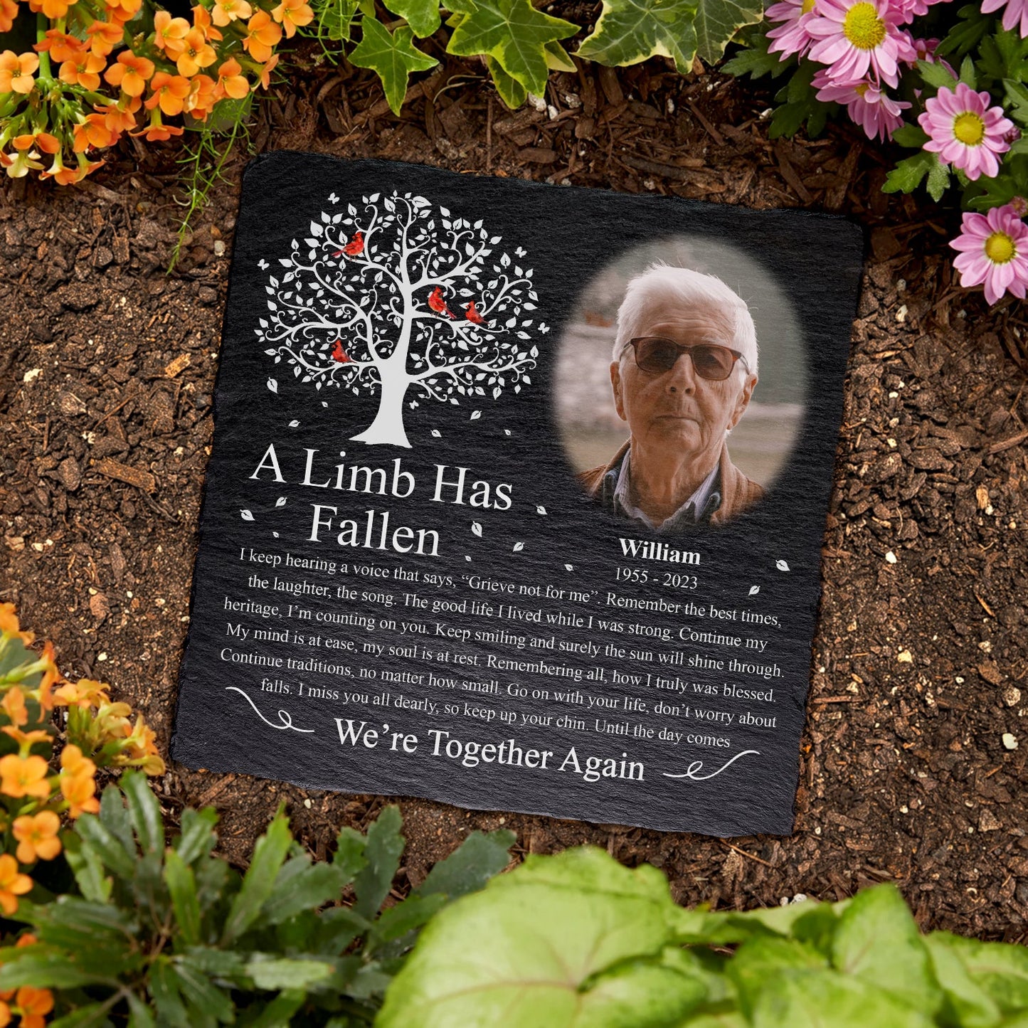 Custom Photo A Limb Has Fallen - Memorial Gift - Personalized Rectangle Memorial Garden Stone