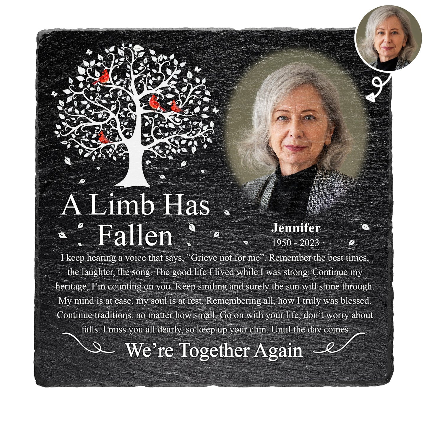 Custom Photo A Limb Has Fallen - Memorial Gift - Personalized Rectangle Memorial Garden Stone