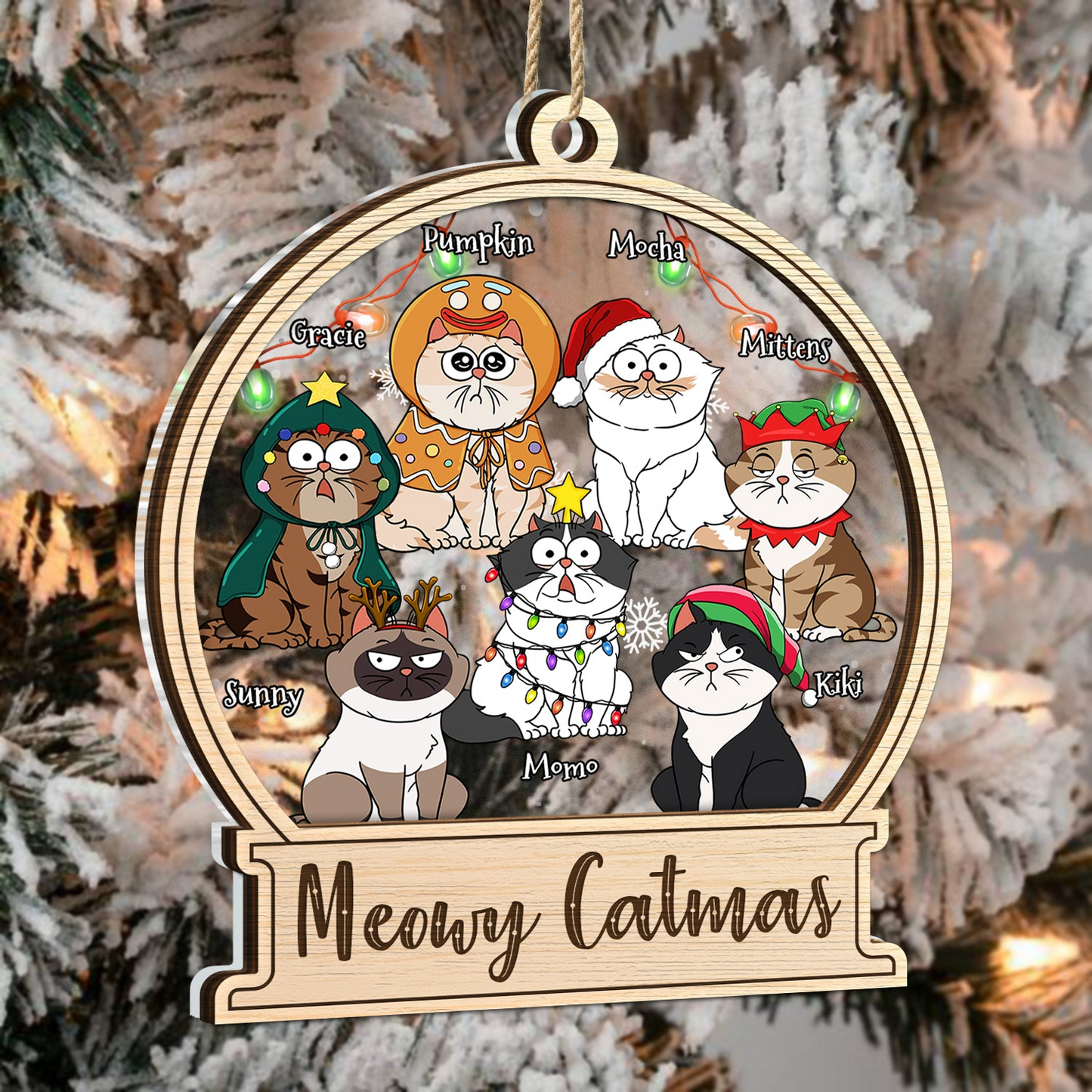 Meowy Catmas - Christmas Gift For Cat Lovers - Personalized 2-Layered Ornament