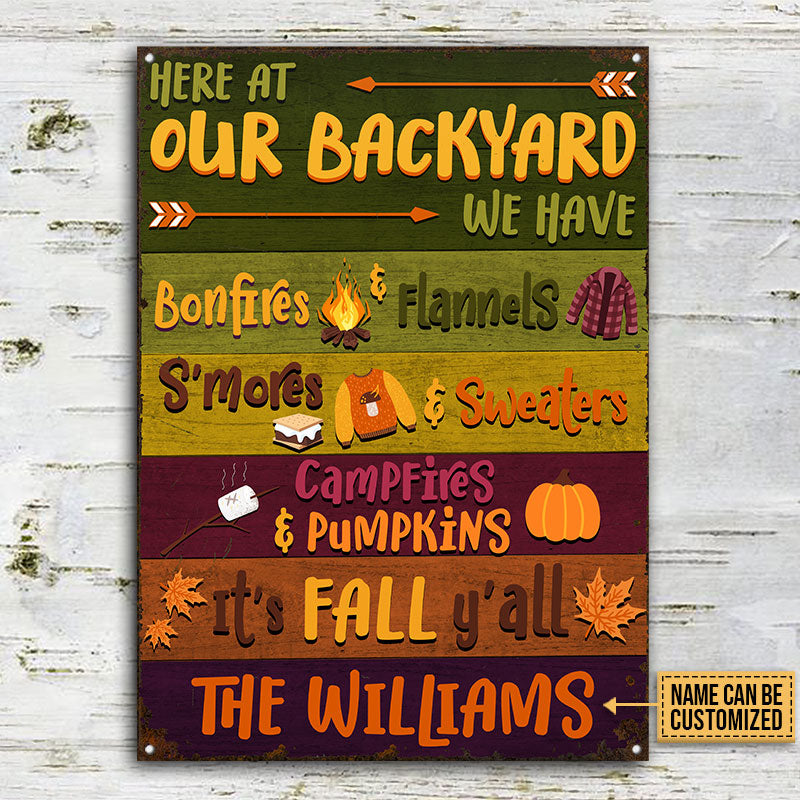Autumn Campfires & Pumpkins Custom Classic Metal Signs, Fall Gift, Fall Decor, Outdoor Decorating Ideas