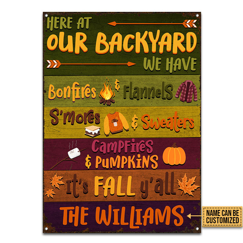 Autumn Campfires & Pumpkins Custom Classic Metal Signs, Fall Gift, Fall Decor, Outdoor Decorating Ideas
