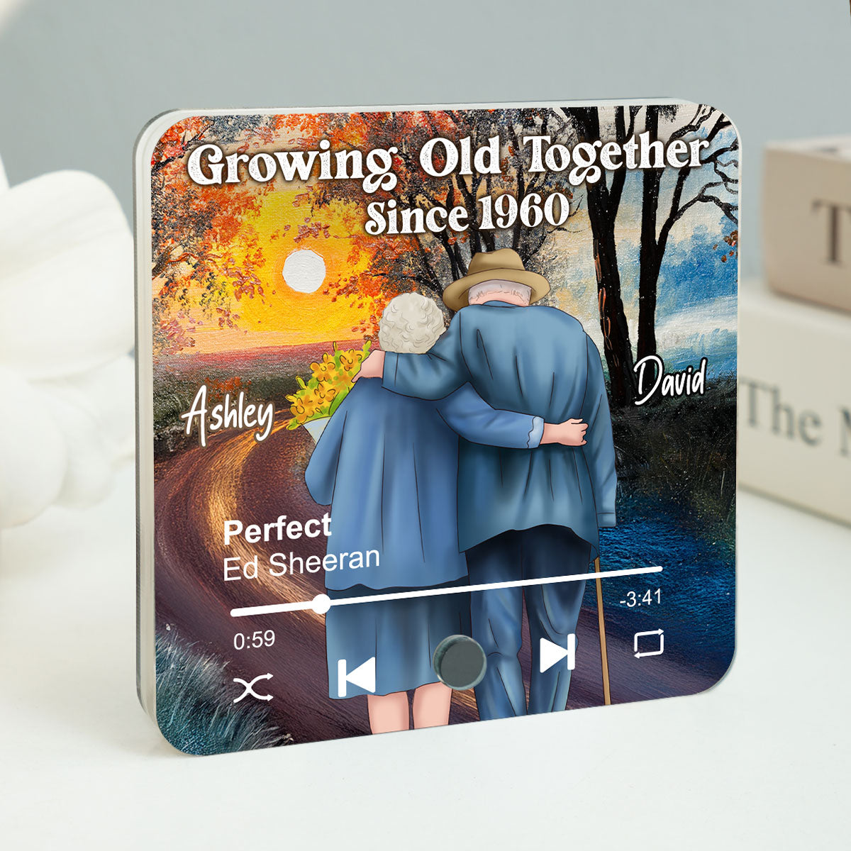 Old Couple Growing Old Together Since Personalized Music Fridge Magnet, Heartfelt 2025 Valentine's Day Gift For Couple, For Him, For Her, Boyfriend, Girlfriend, Husband, Wife