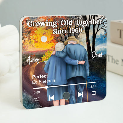 Old Couple Growing Old Together Since Personalized Music Fridge Magnet, Heartfelt 2025 Valentine's Day Gift For Couple, For Him, For Her, Boyfriend, Girlfriend, Husband, Wife