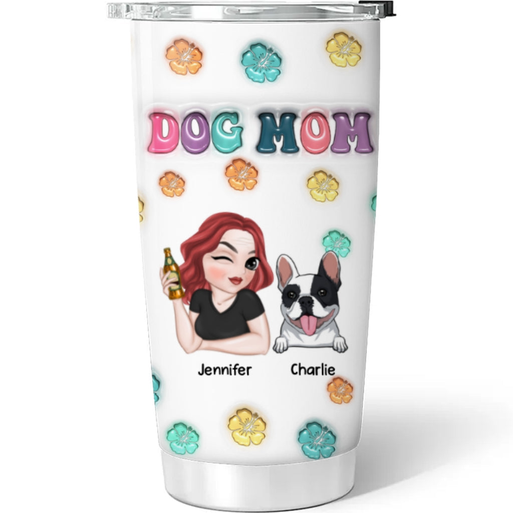 Dog Mom Summer - Personalized Custom 3D Inflated Effect Tumbler