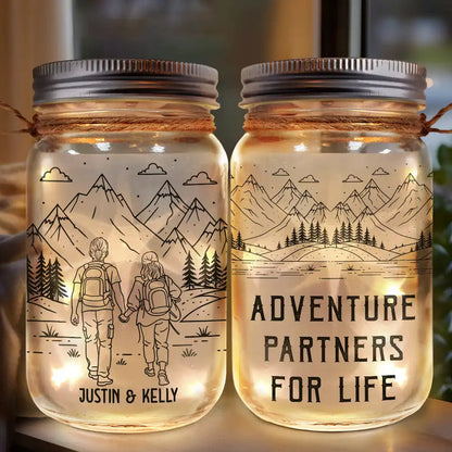 Adventure Partners For Life - Personalized Mason Jar Light