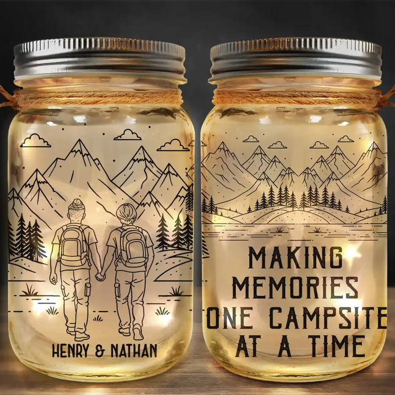 Adventure Partners For Life - Personalized Mason Jar Light