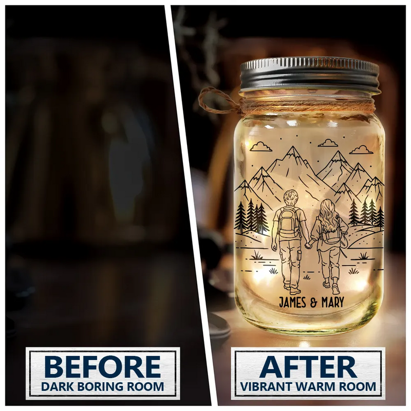 Adventure Partners For Life - Personalized Mason Jar Light
