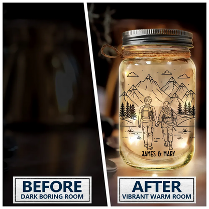 Adventure Partners For Life - Personalized Mason Jar Light