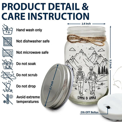 Adventure Partners For Life - Personalized Mason Jar Light