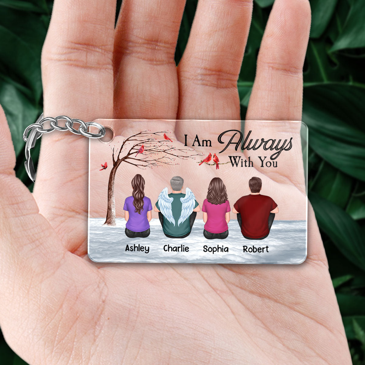 Dry Branch Cardinal Always With You Cardinal Whole Family Memorial Remembrance Gift Personalized Acrylic Keychain