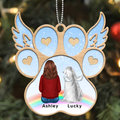 Forever In My Heart Paw Wings Dog Memorial Personalized Wooden Ornament