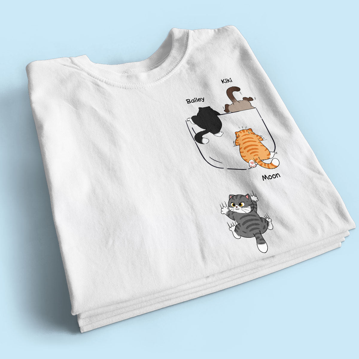 Cute Naughty Cat Climbing Pocket Personalized Shirt
